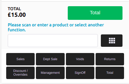 The Total button on a mobile POS