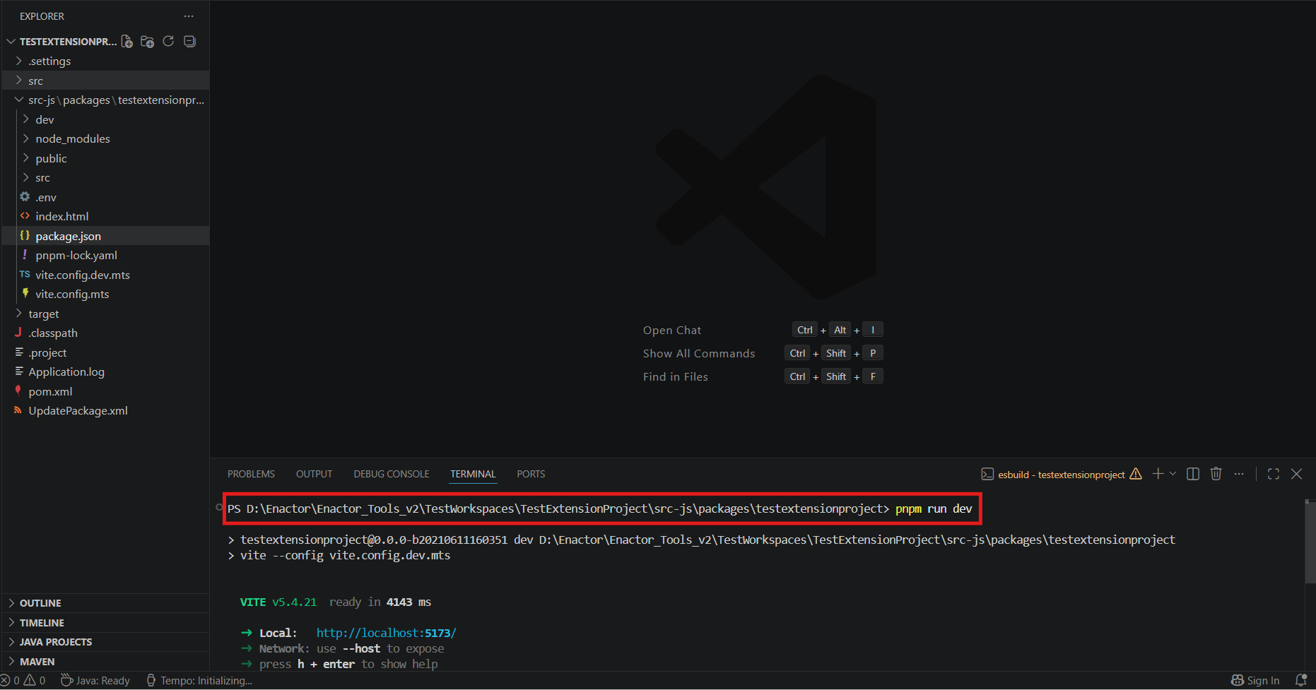 Dev server running