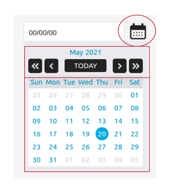 The date picker: DatePickerHeader (top) and DatesGrid (bottom)