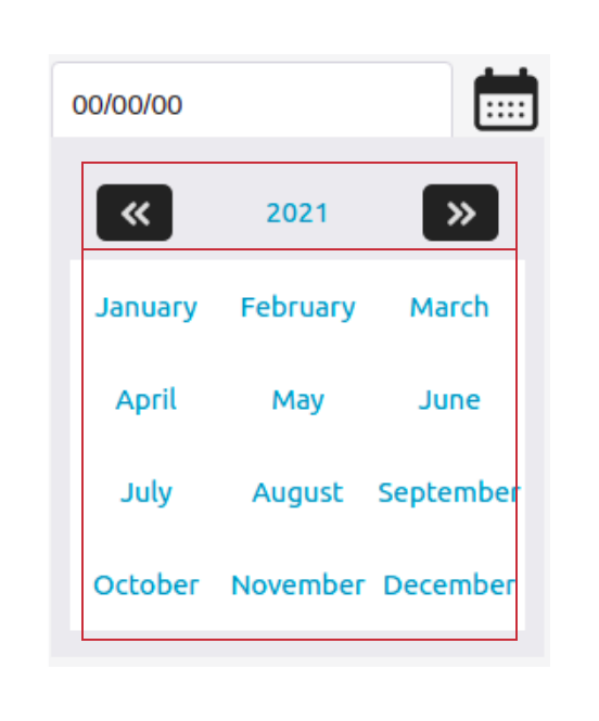 The month picker: MonthPickerHeader (top) and MonthsGrid (bottom)