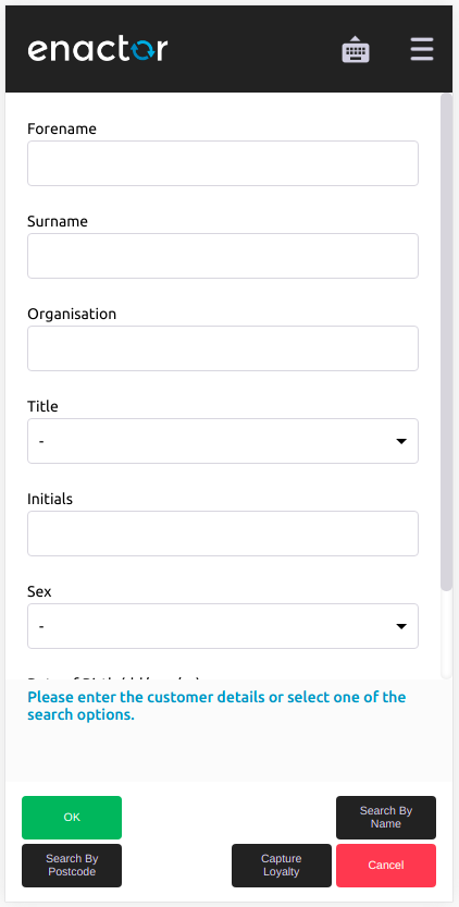 The same capture form at mobile resolution