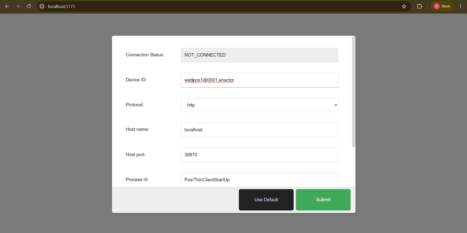 SPA connection page