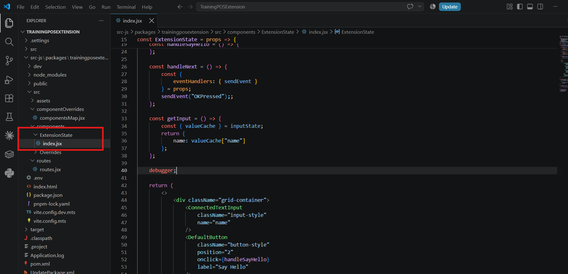 Adding a debugger statement