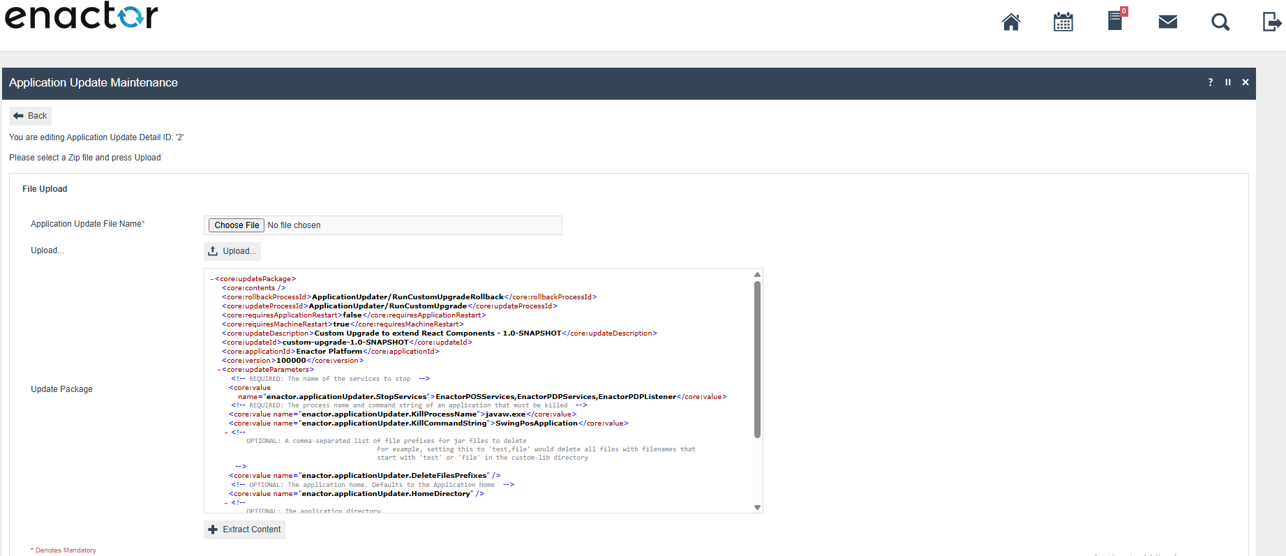 Application Update uploaded successfully