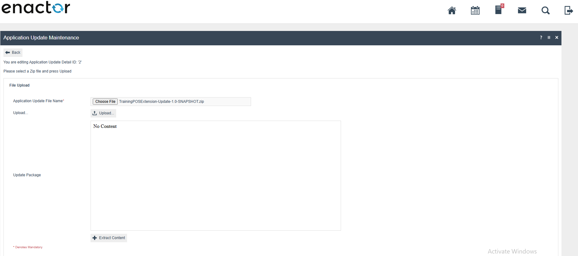 Application Update uploading progress