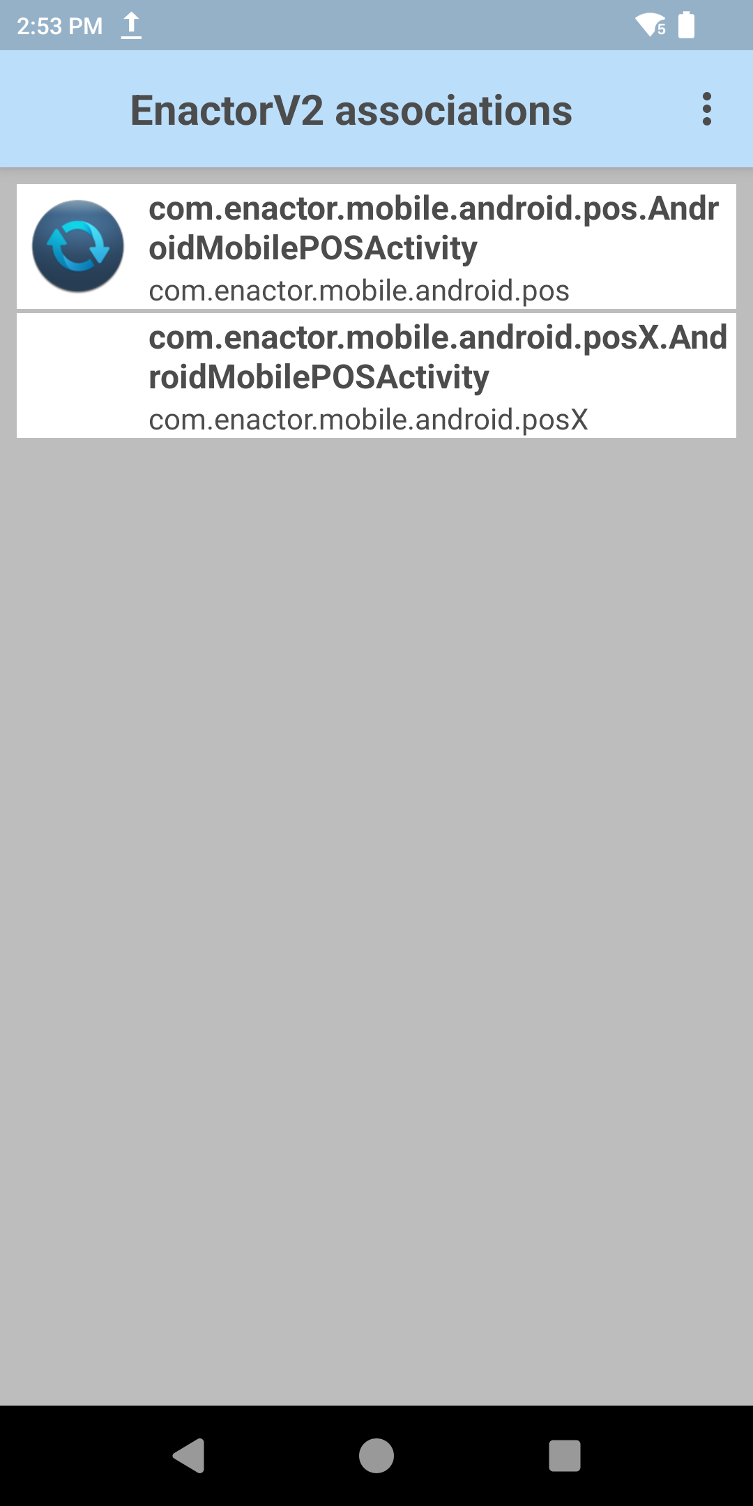 EnactorV2 profile Associated apps screen