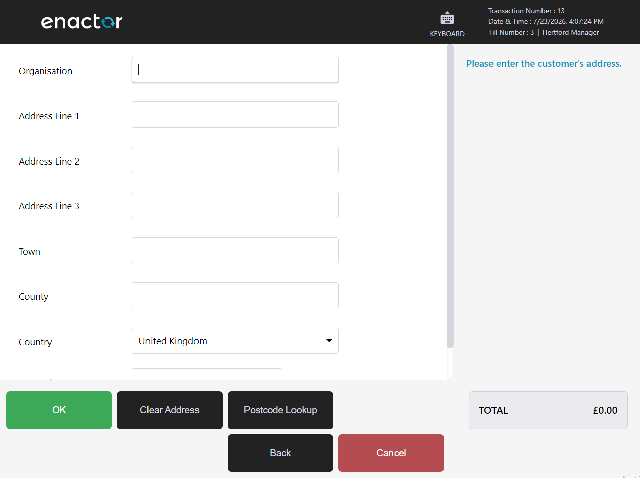 Capture Customer Address