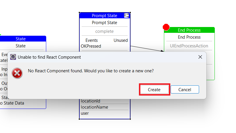 Confirm Create React Component Dialog Box