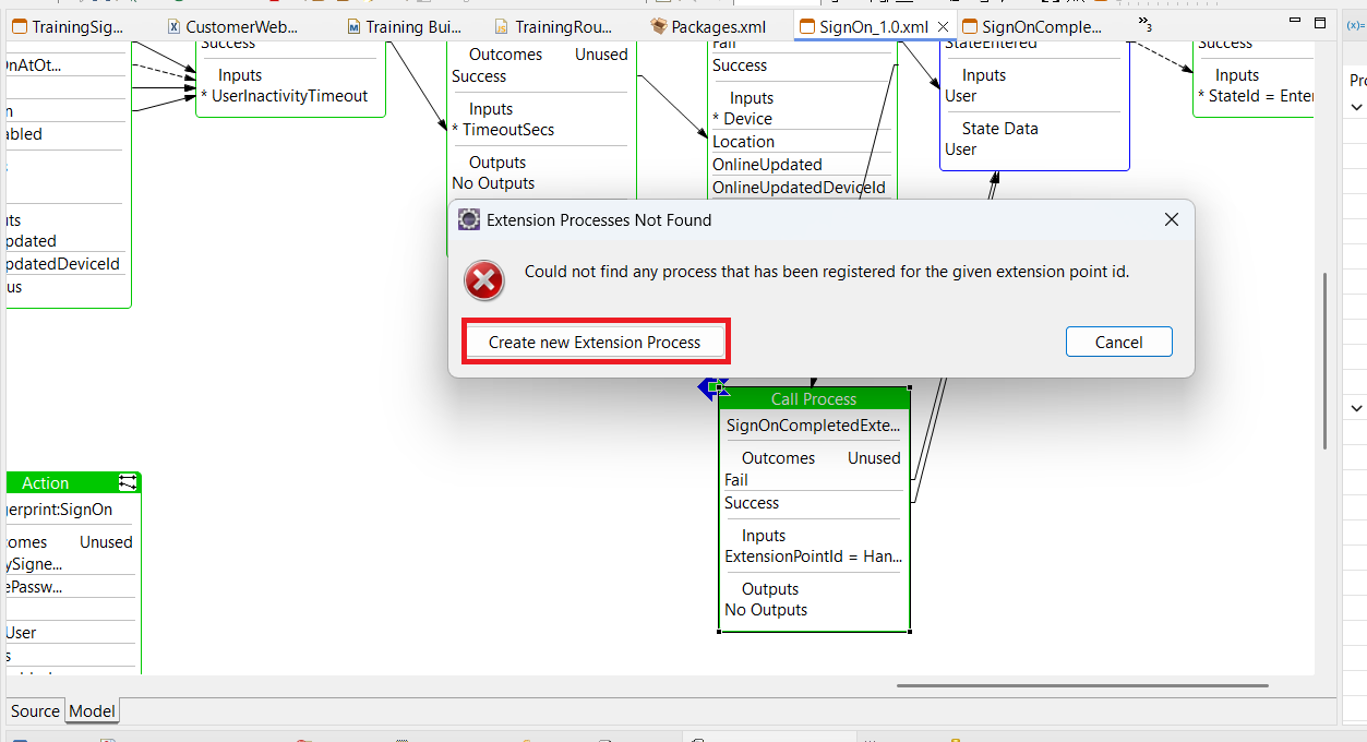 Create New Extension Process