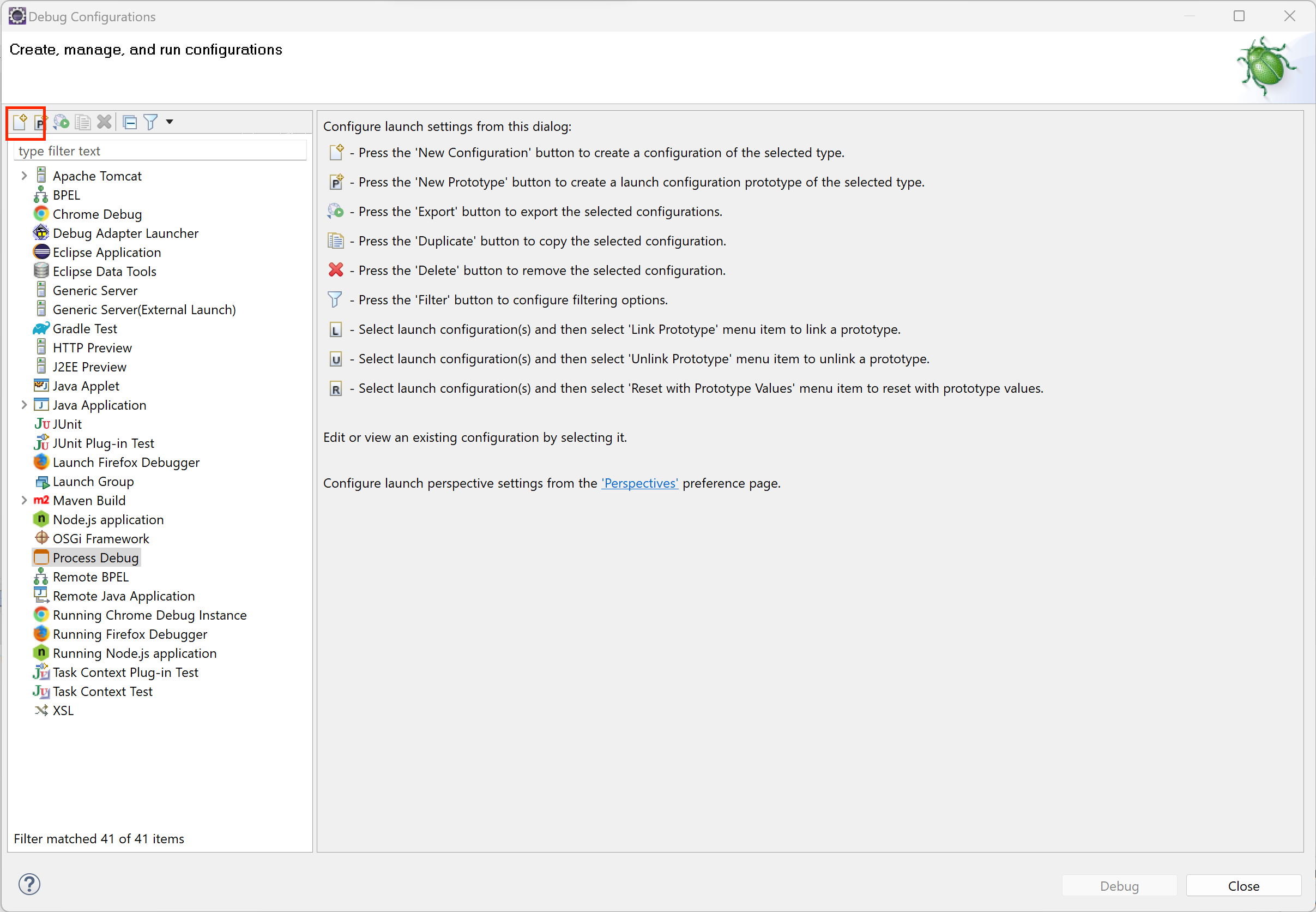 Create New Process Debug