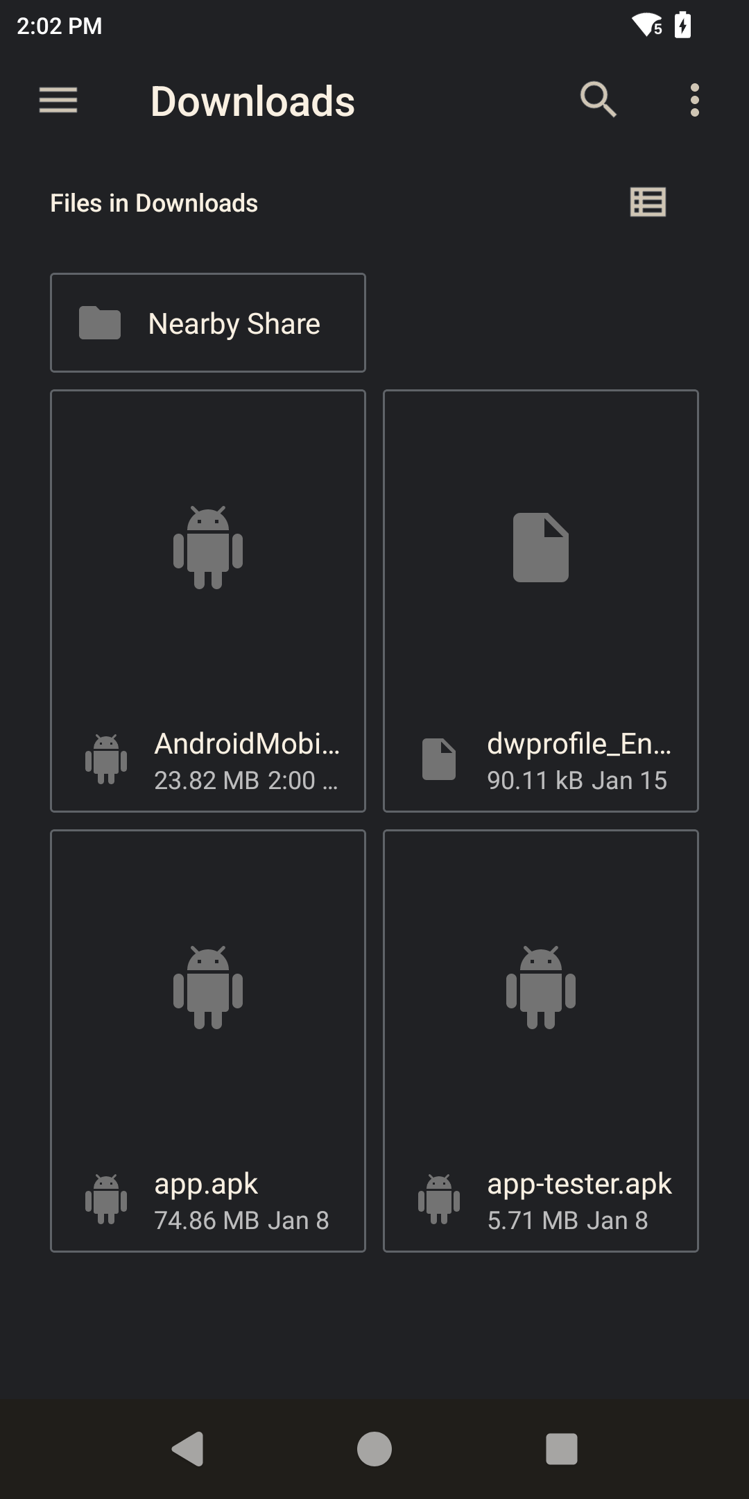 Selecting the Enactor APK in the device Downloads folder