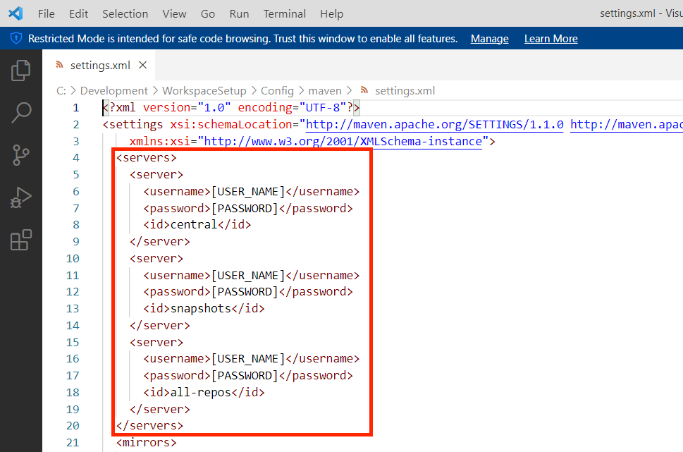 Edit Settings XML