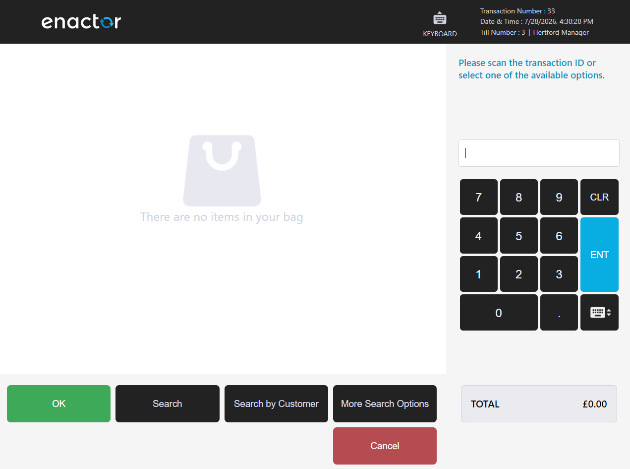 Enter Original Transaction Id