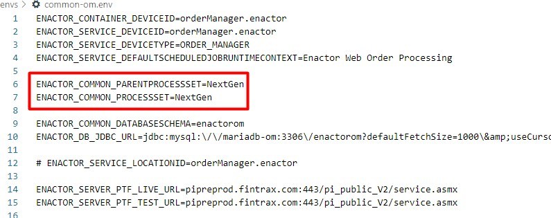 common-om.env file showing OM process set