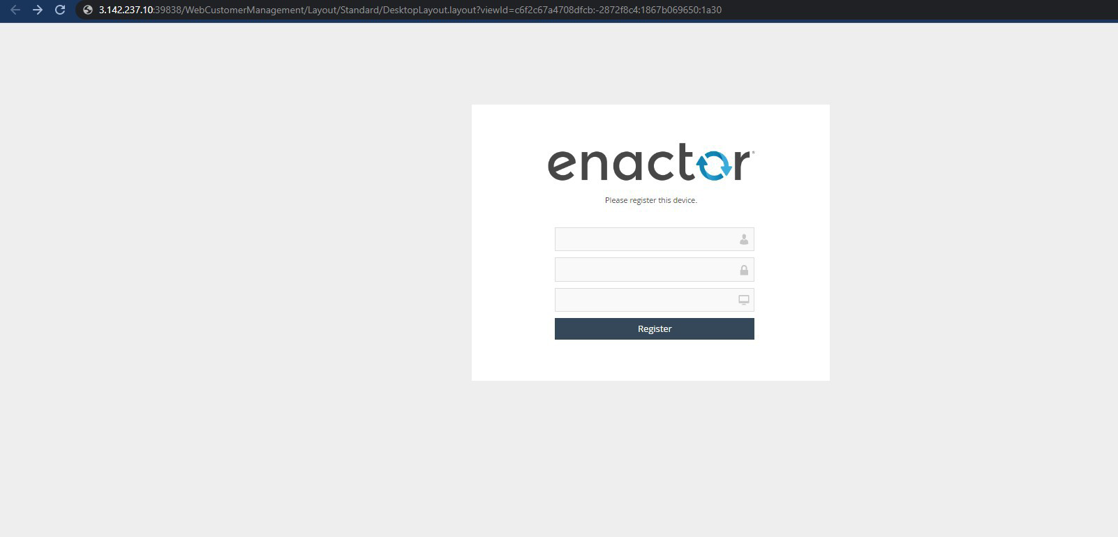 Customer Manager login page