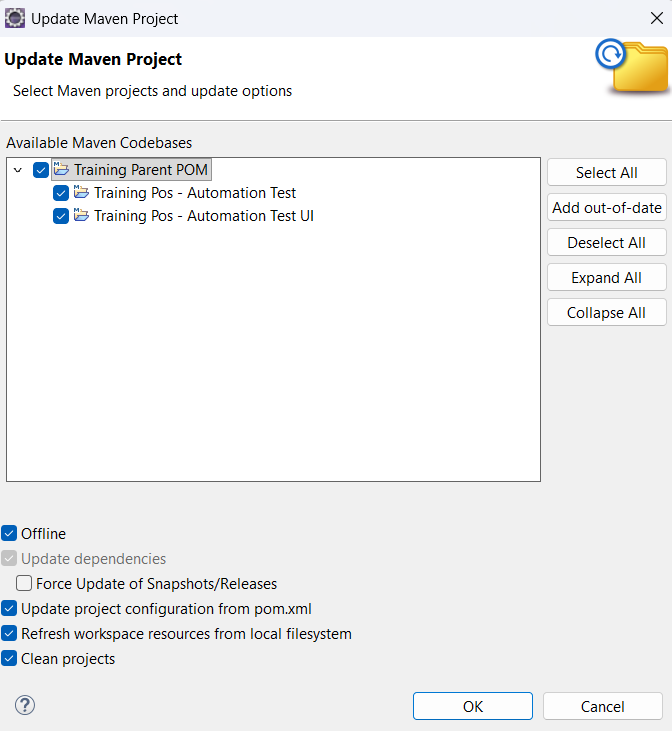 Maven Update Select All