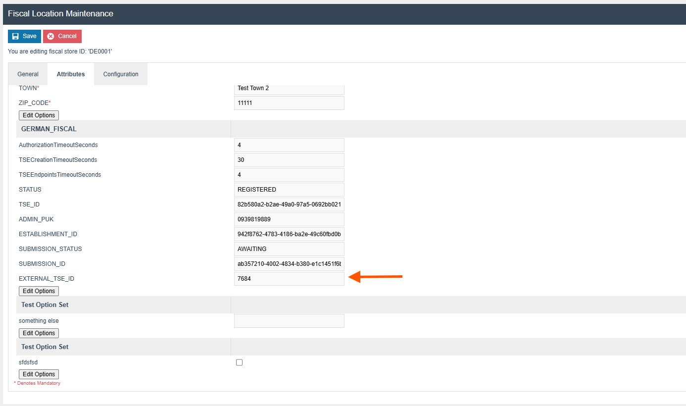 Fiscal Location Maintenance configuration