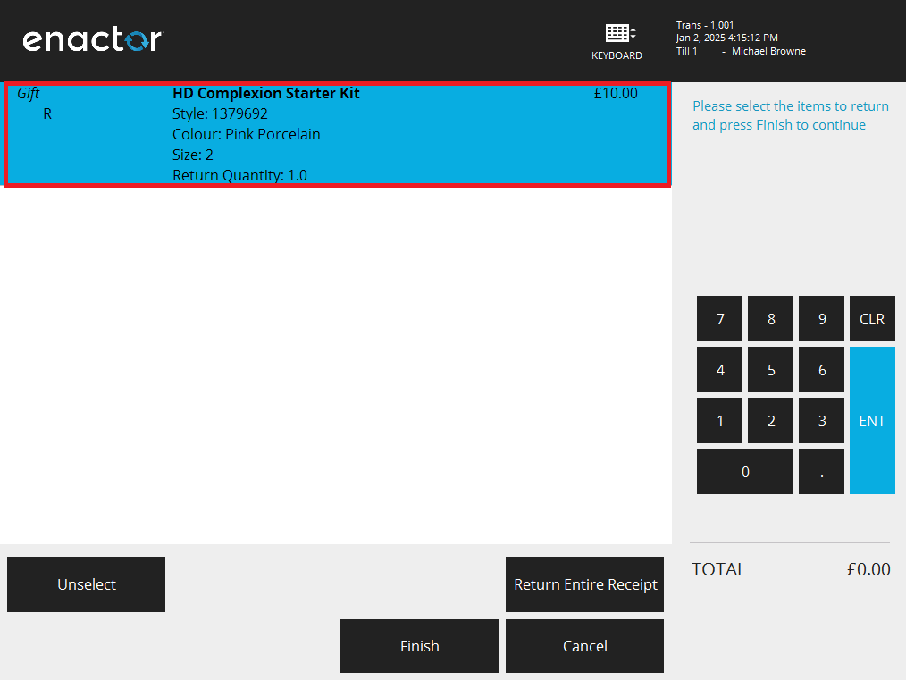 Product Selection List