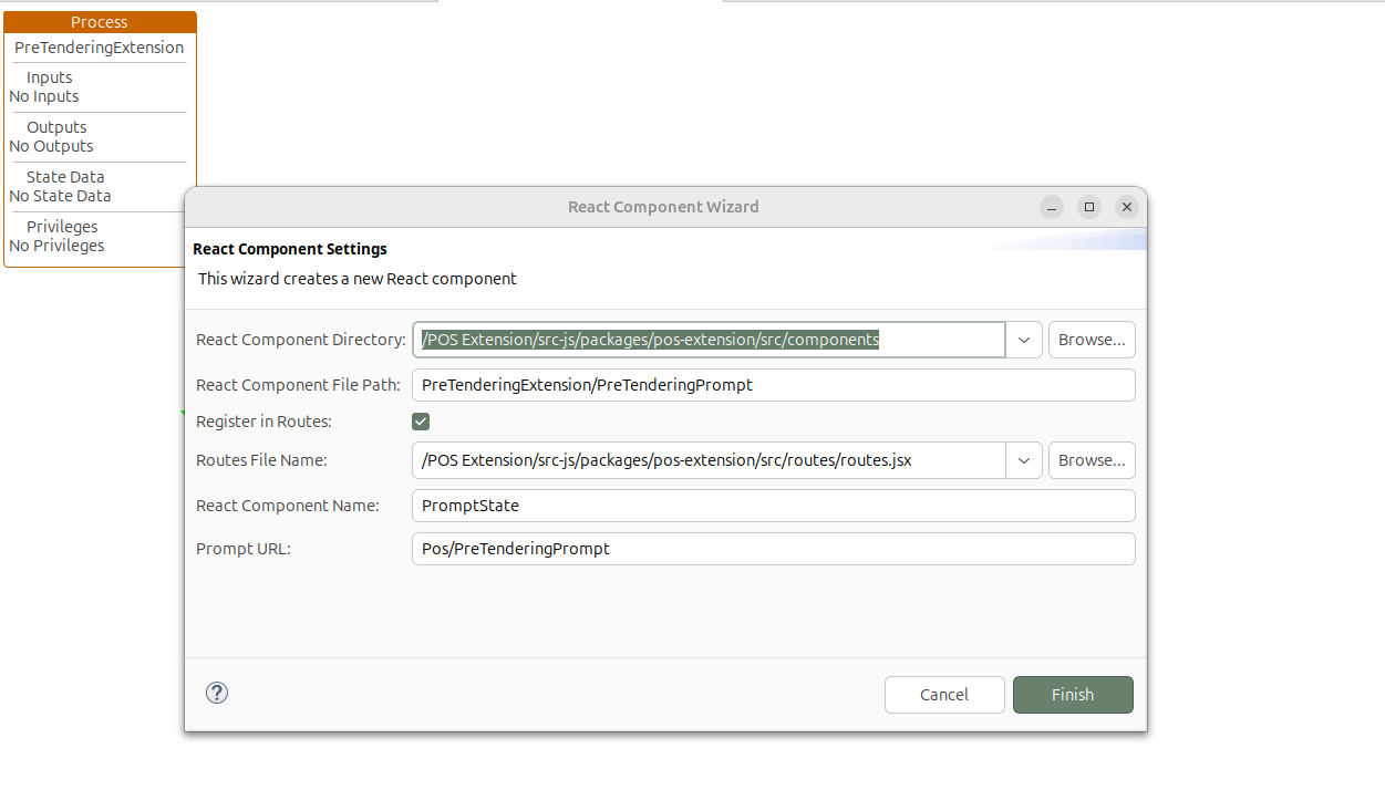 Confirm Create React Component Dialog Box