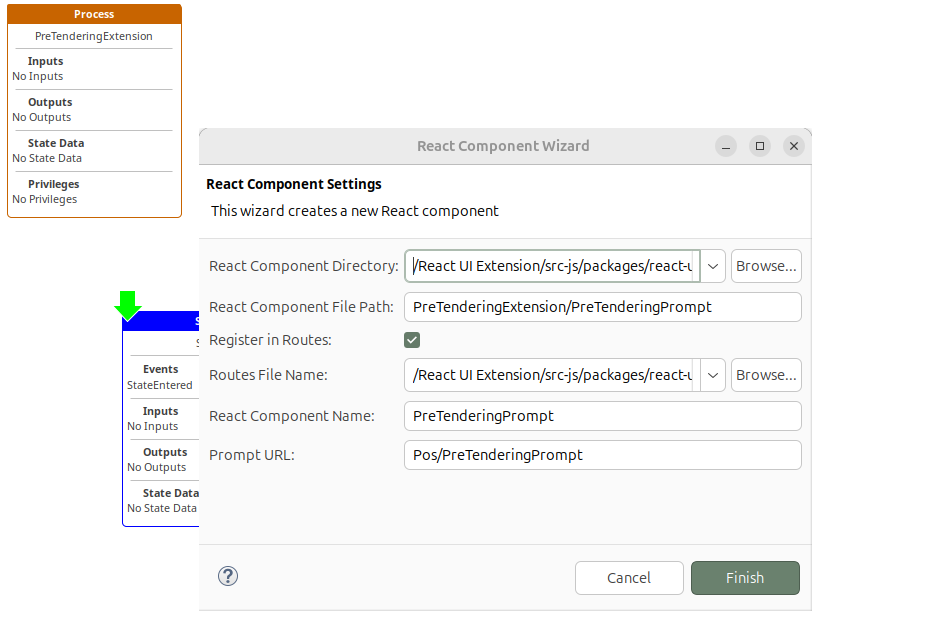 Confirm Create React Component Dialog Box
