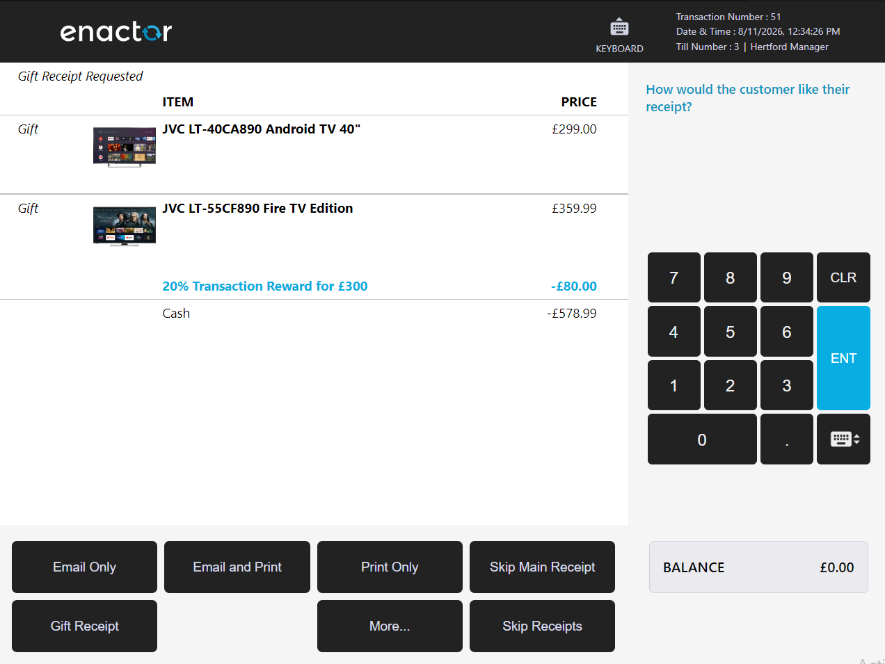 Receipt Destination Selection