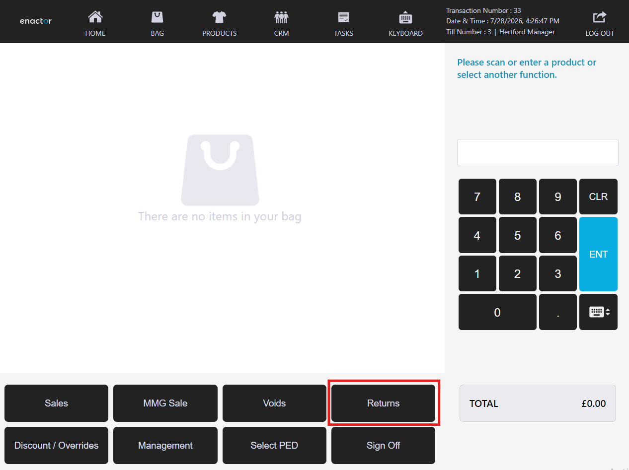 Returns Label Button