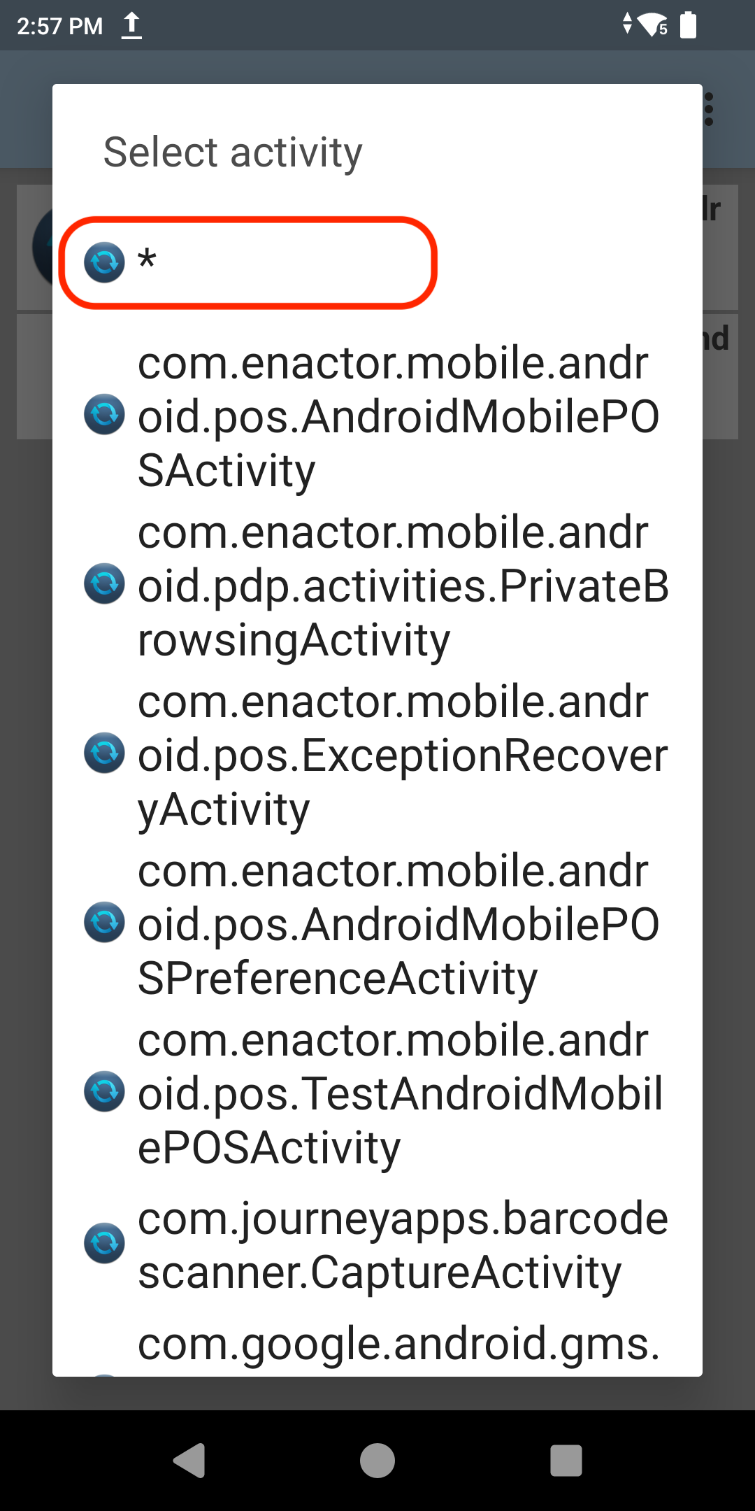 Selecting the wildcard activity