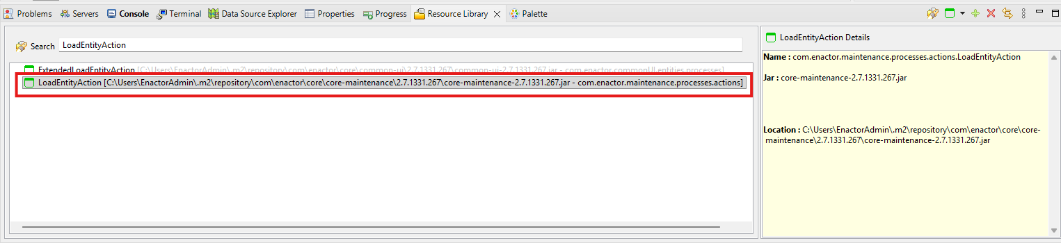 Select Load Entity Action