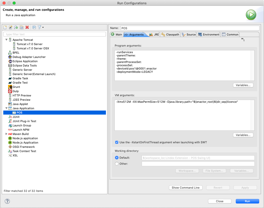 Select Argument Tab