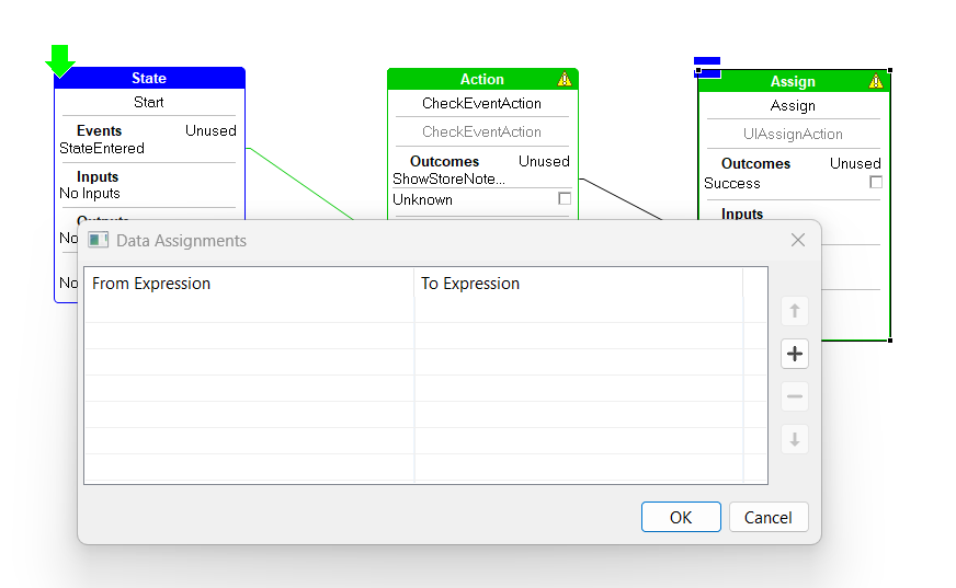 Assign action Data Assignments dialog