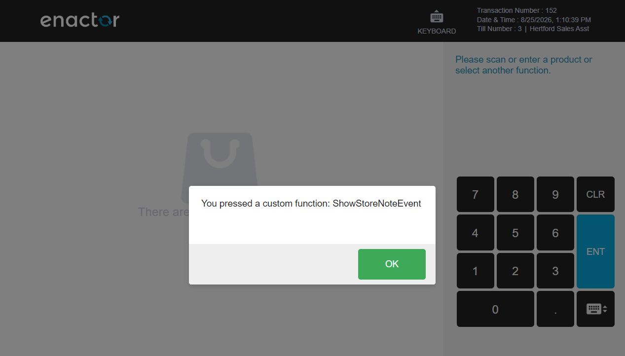 POS popup showing the result
