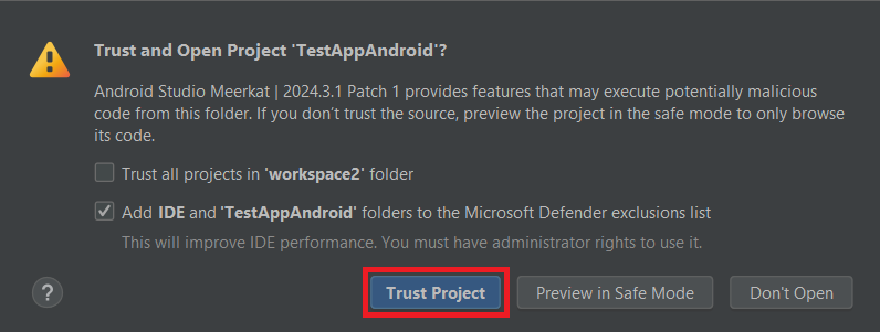 Trust Message Popup