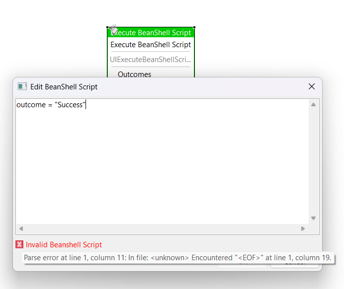 Validate Bean Shell Script