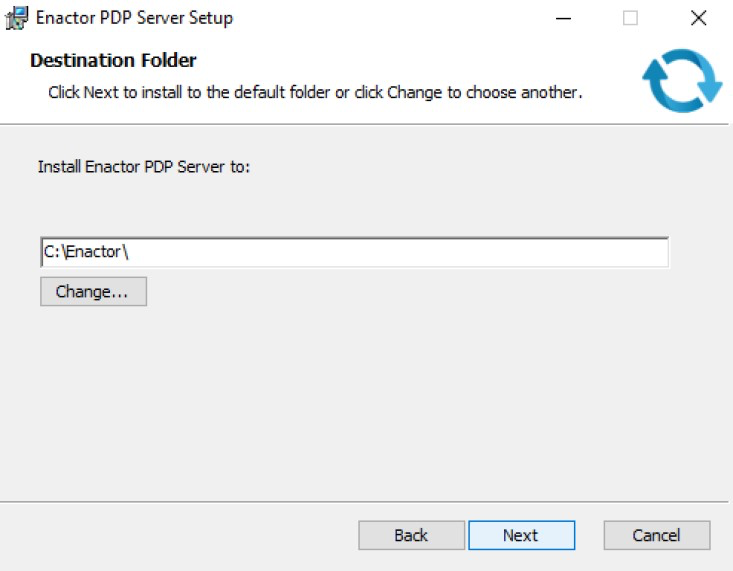 PDP Server installer destination folder selection