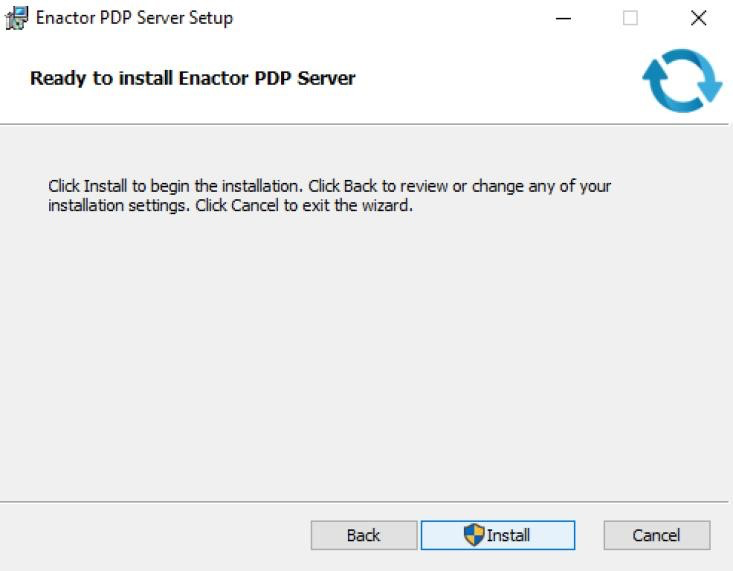 PDP Server installer ready to install confirmation