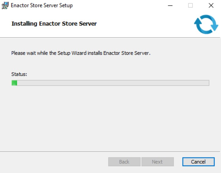 Enactor Store Server installation progress