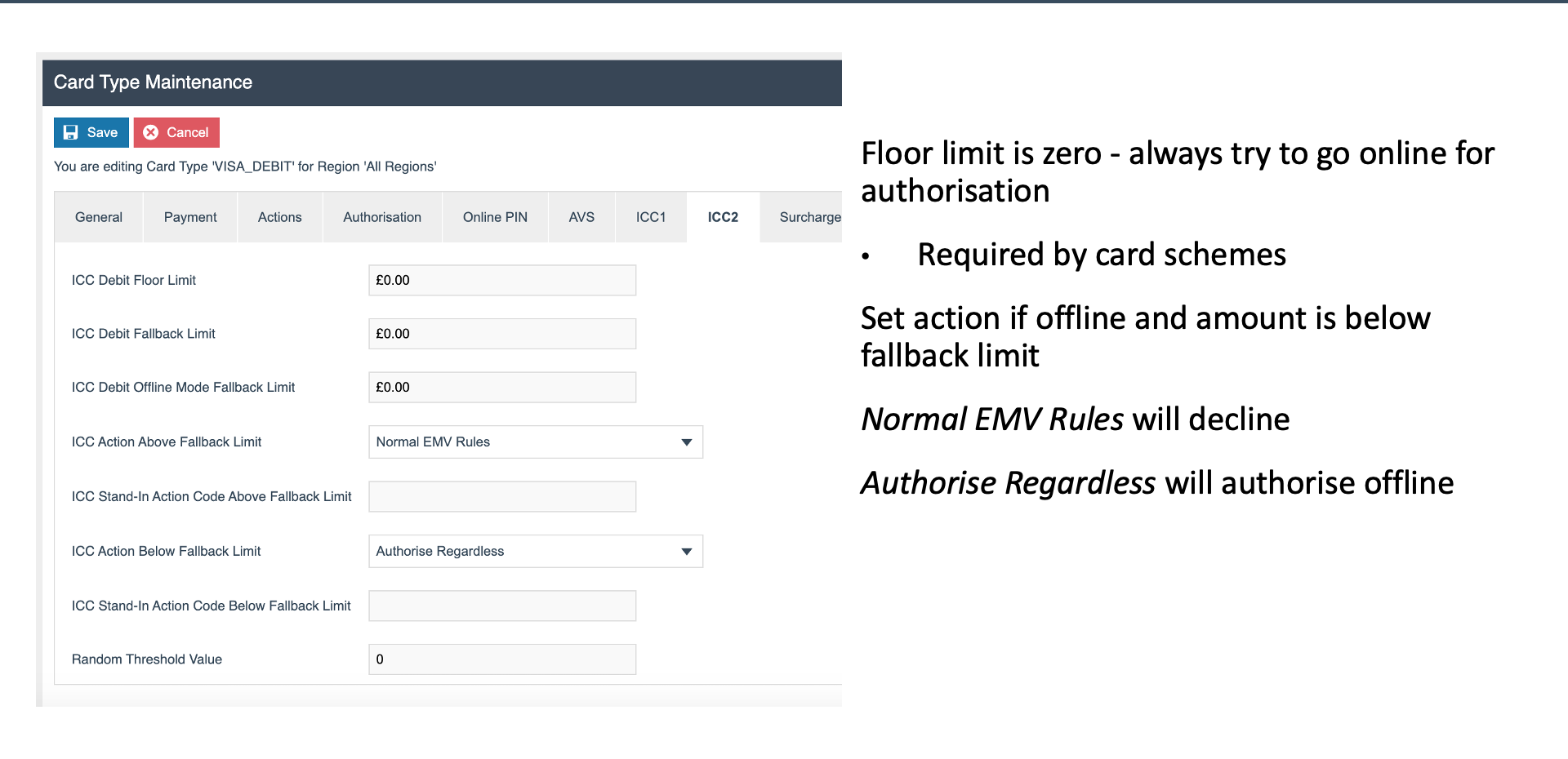 Card Type ICC2 screen