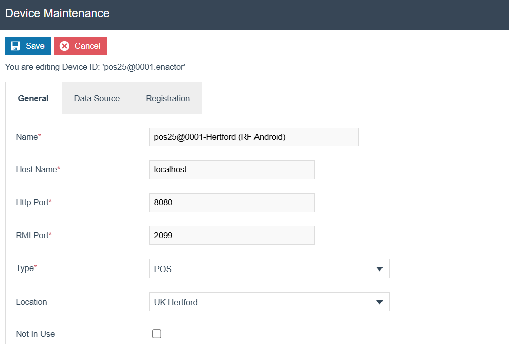 Registration tab for serial number management