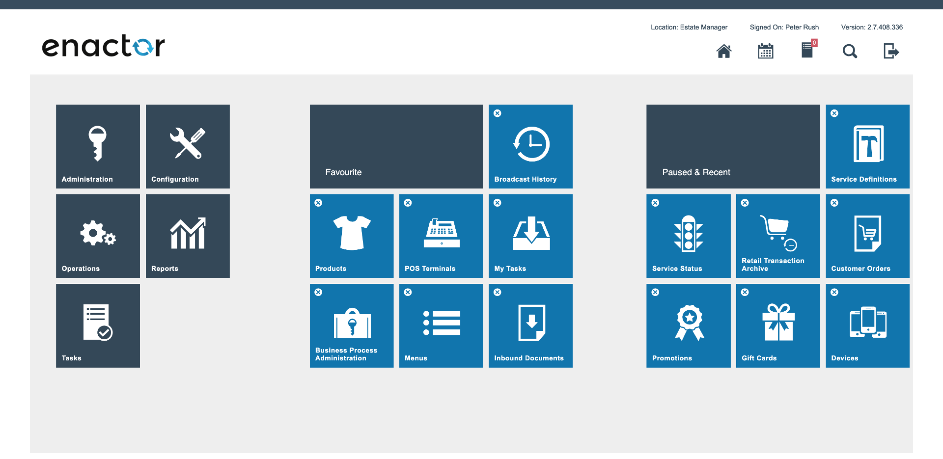 Estate Manager Home Screen