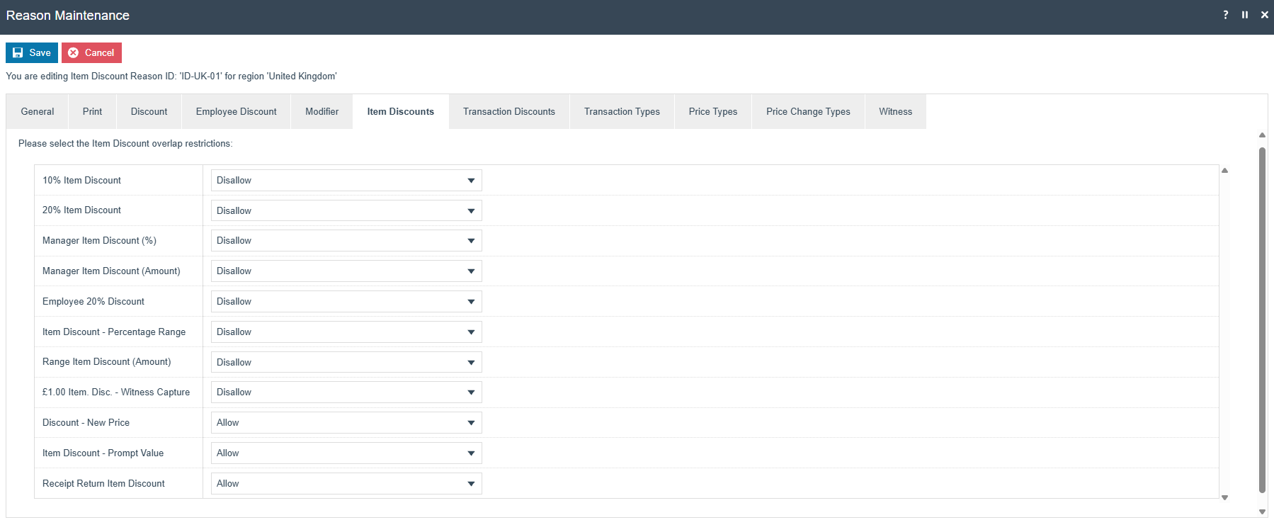 Item Discount Overlap Tabs