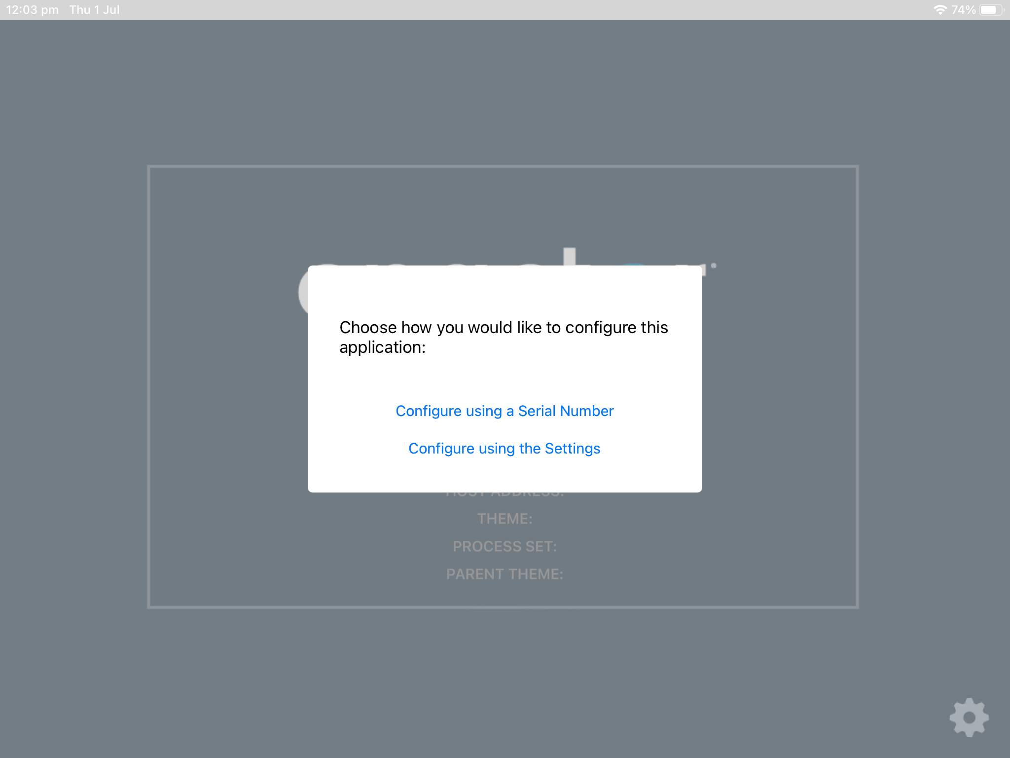Enactor Mobile POS initial configuration screen with options for configuring the application