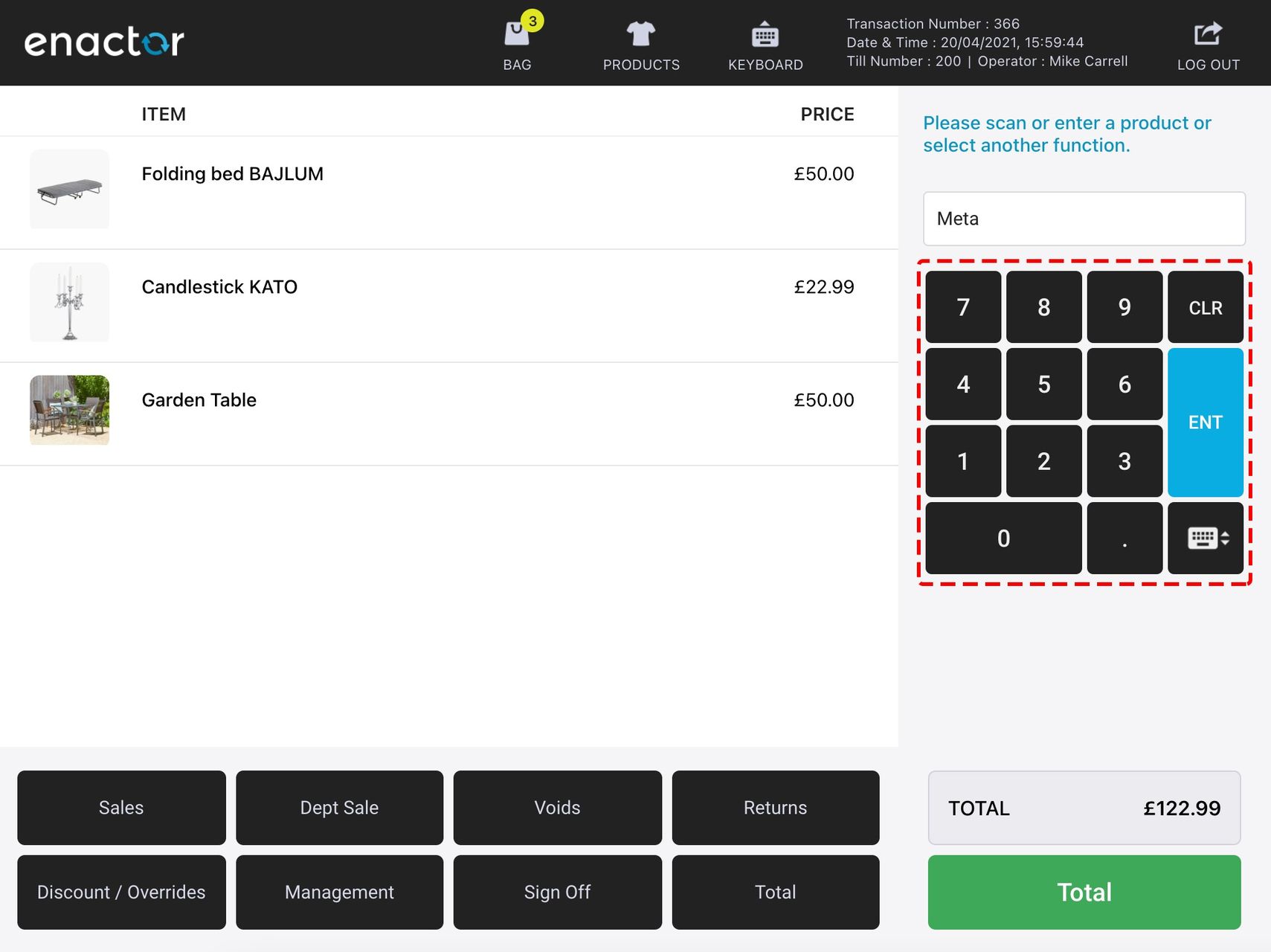 React POS number pad - branded theme