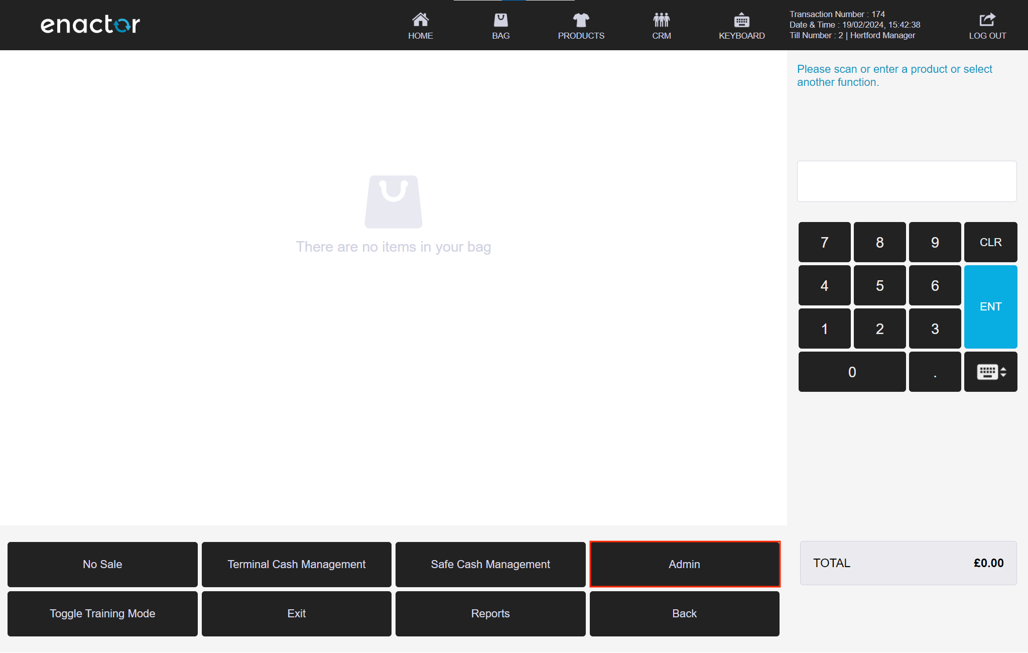 POS: Management > Admin