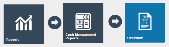 Estate Manager navigation path: Reports > Cash Management Reports > Overview Report