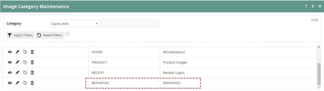 Estate Manager Image Maintenance showing the image category creation screen