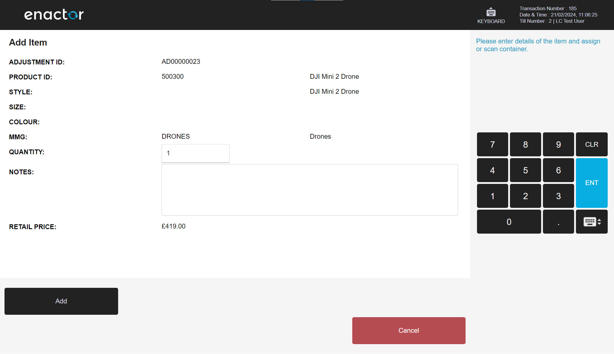 POS: Confirm quantity