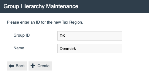Add Tax Region dialog