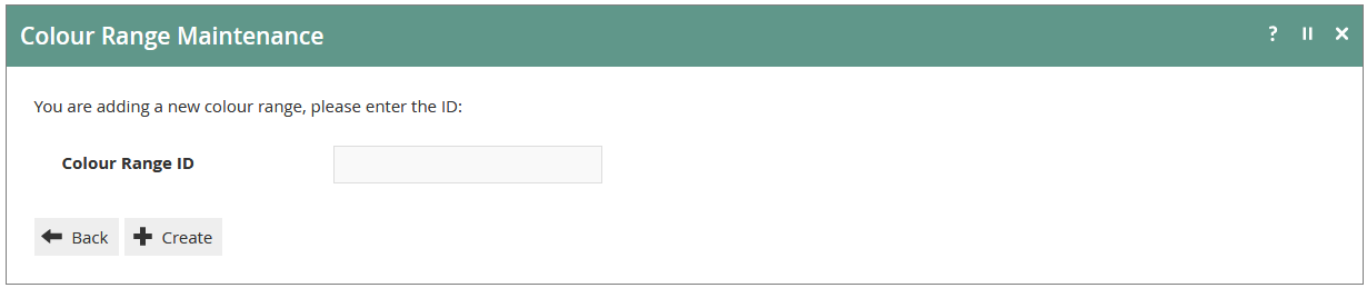 Create a new Colour Range page with the Colour Range ID field