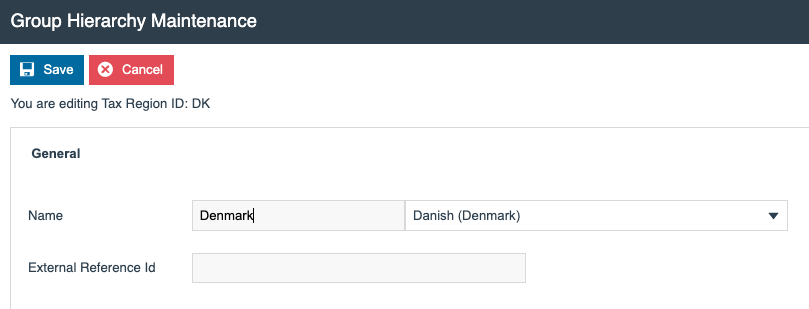 Tax Region General tab