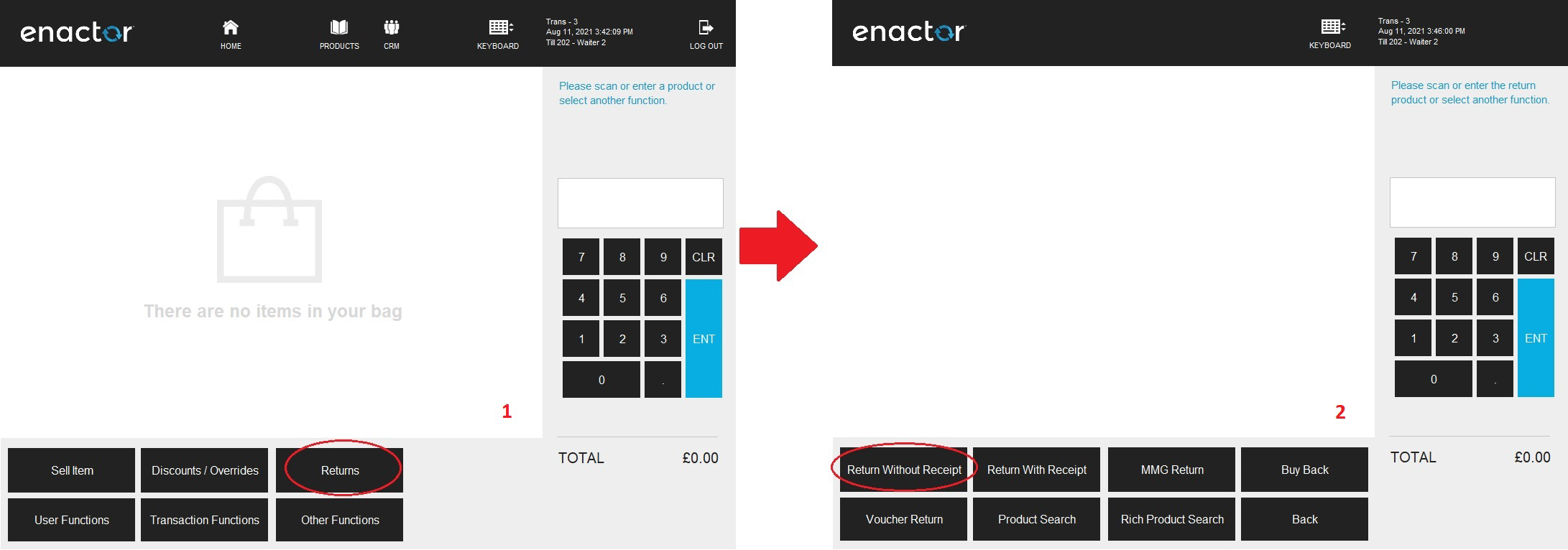 Item Return POS Screens 1-2